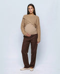 Aline Cross-Front Sweater in Camel, front view
