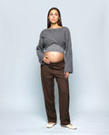 Aline Cross-Front Sweater in Grey, front view