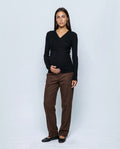 Alma Cross-Front Top in Black, front view