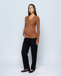 Alma Cross-Front Top in Caramel, front view