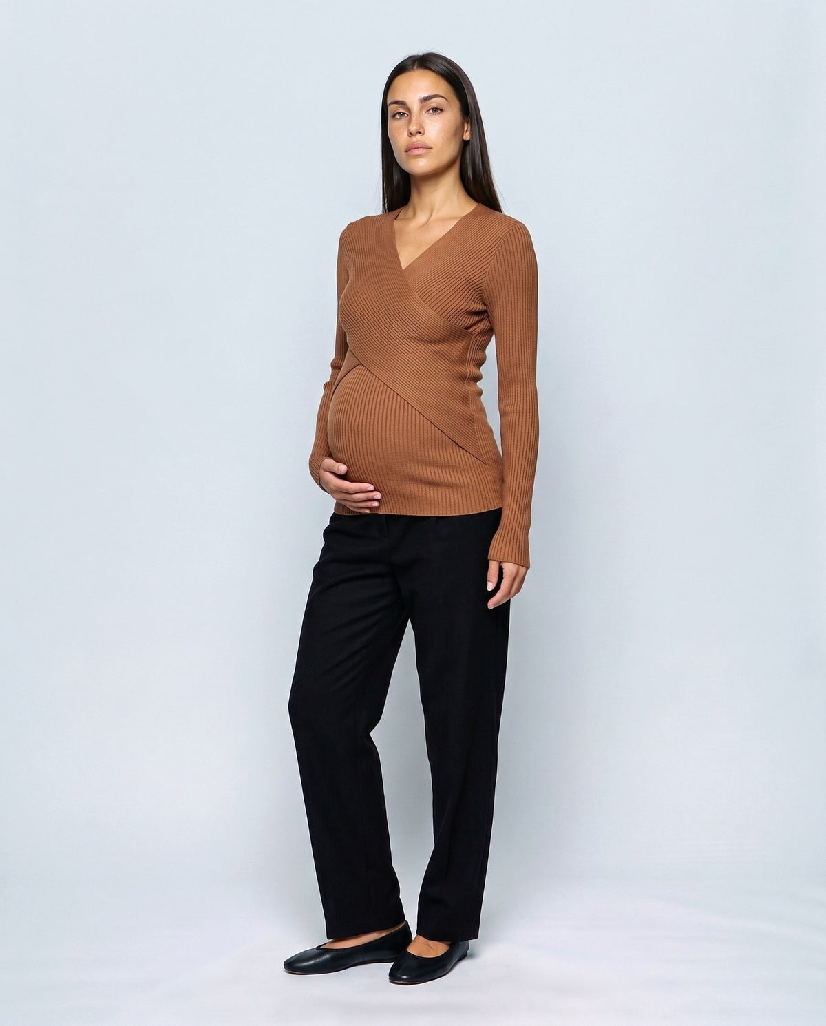 Alma Cross-Front Top in Caramel, front view