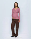 Alma Cross-Front Top in Dusty rose, front view