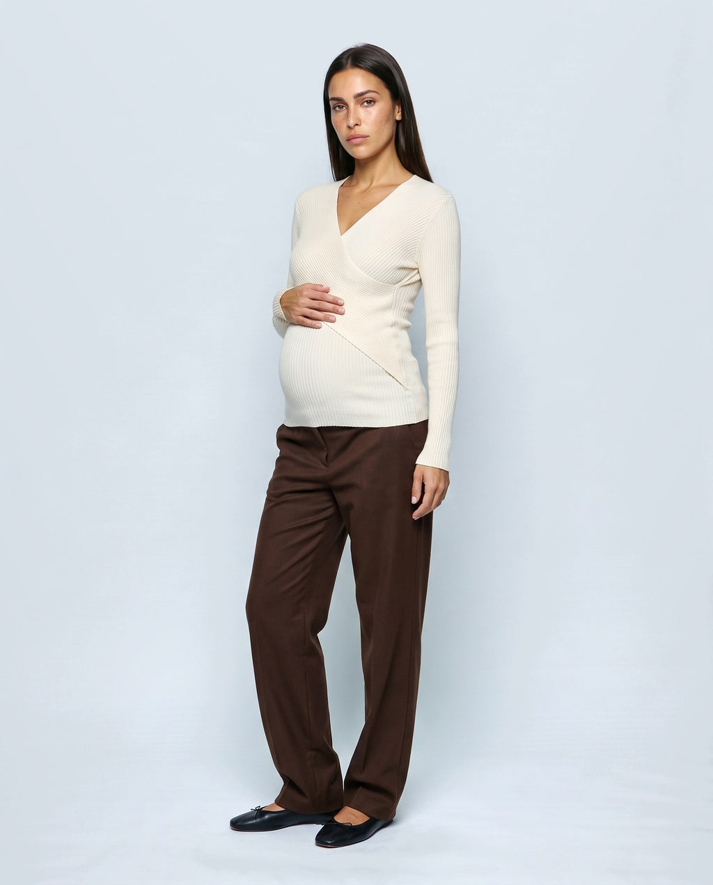 Alma Cross-Front Top in Milk cream, front view