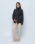Colette Tie-Waist Cardigan in Black, front view