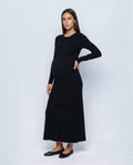 Daphne Ribbed Maxi Dress in Black, front view