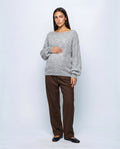 Ines Off-Shoulder Sweater in Grey, front view