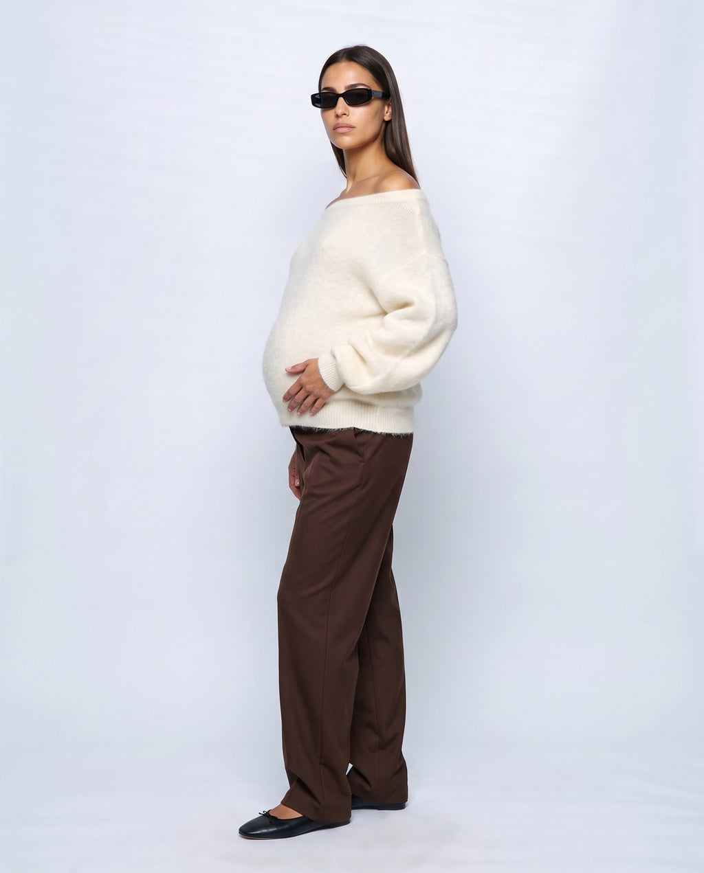 Ines Off-Shoulder Sweater in Ivory, side view