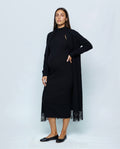 Juliette Cardigan & Slip Dress Set in Black, front view