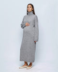 Lou Roll-Neck Maxi Dress in Grey, front view