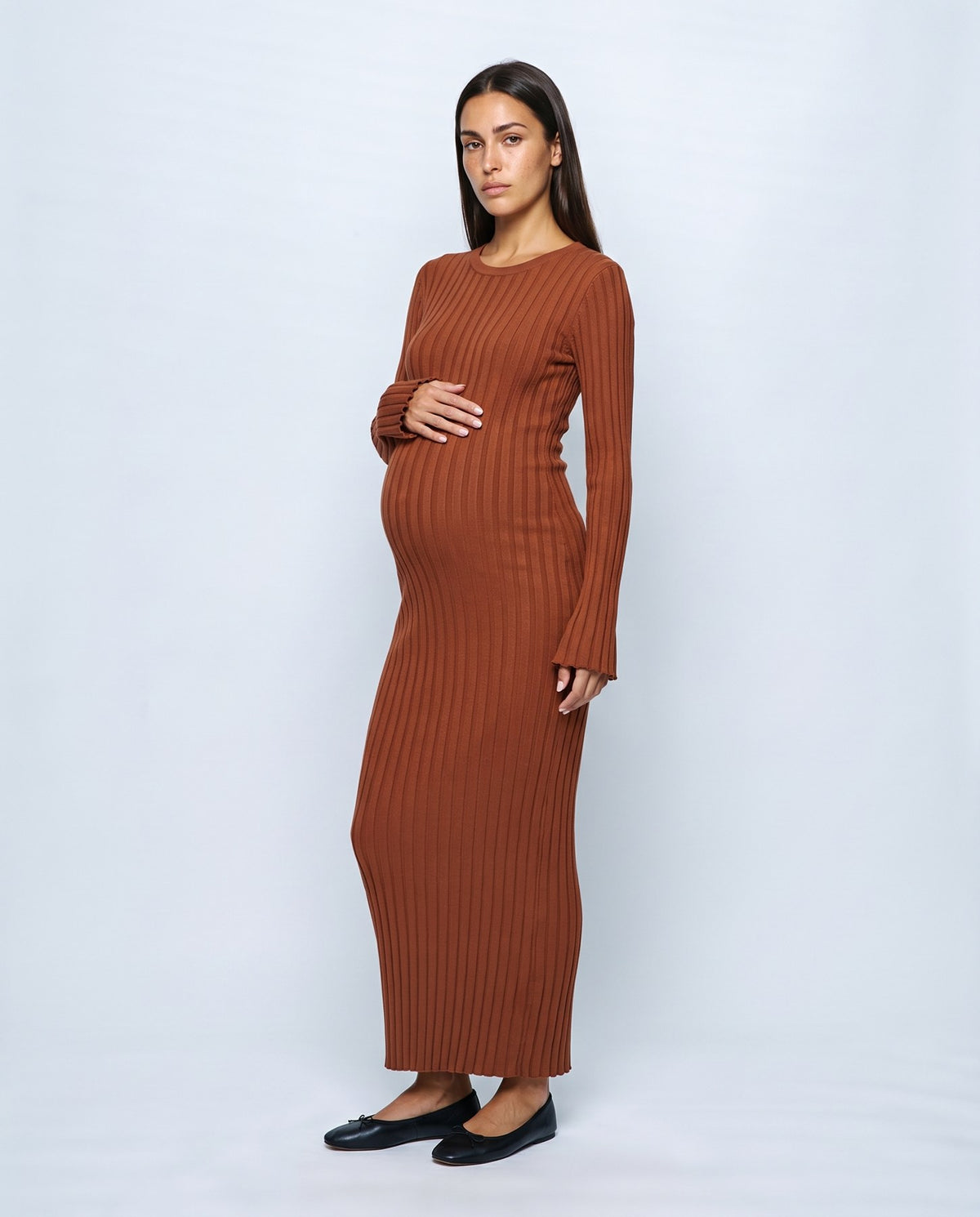 Lucie Lace-Up Maxi Dress in Granate, front view