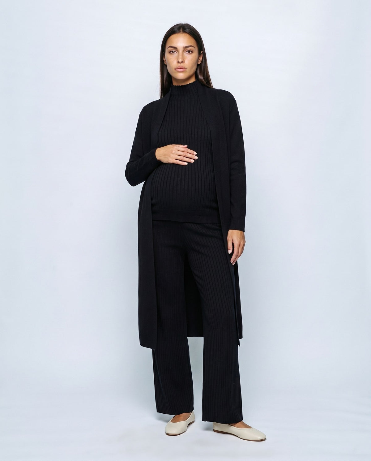 Manon Three-Piece Set in Black, front view