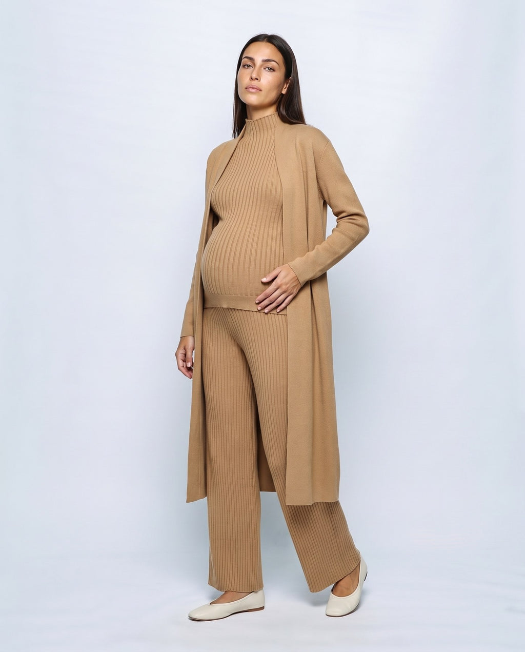 Manon Three-Piece Set in Camel, front view