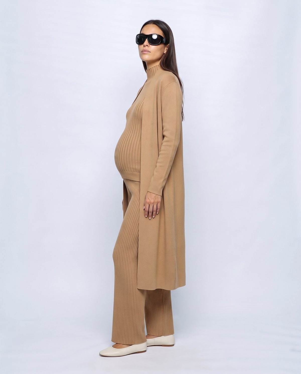 Manon Three-Piece Set in Camel, side view