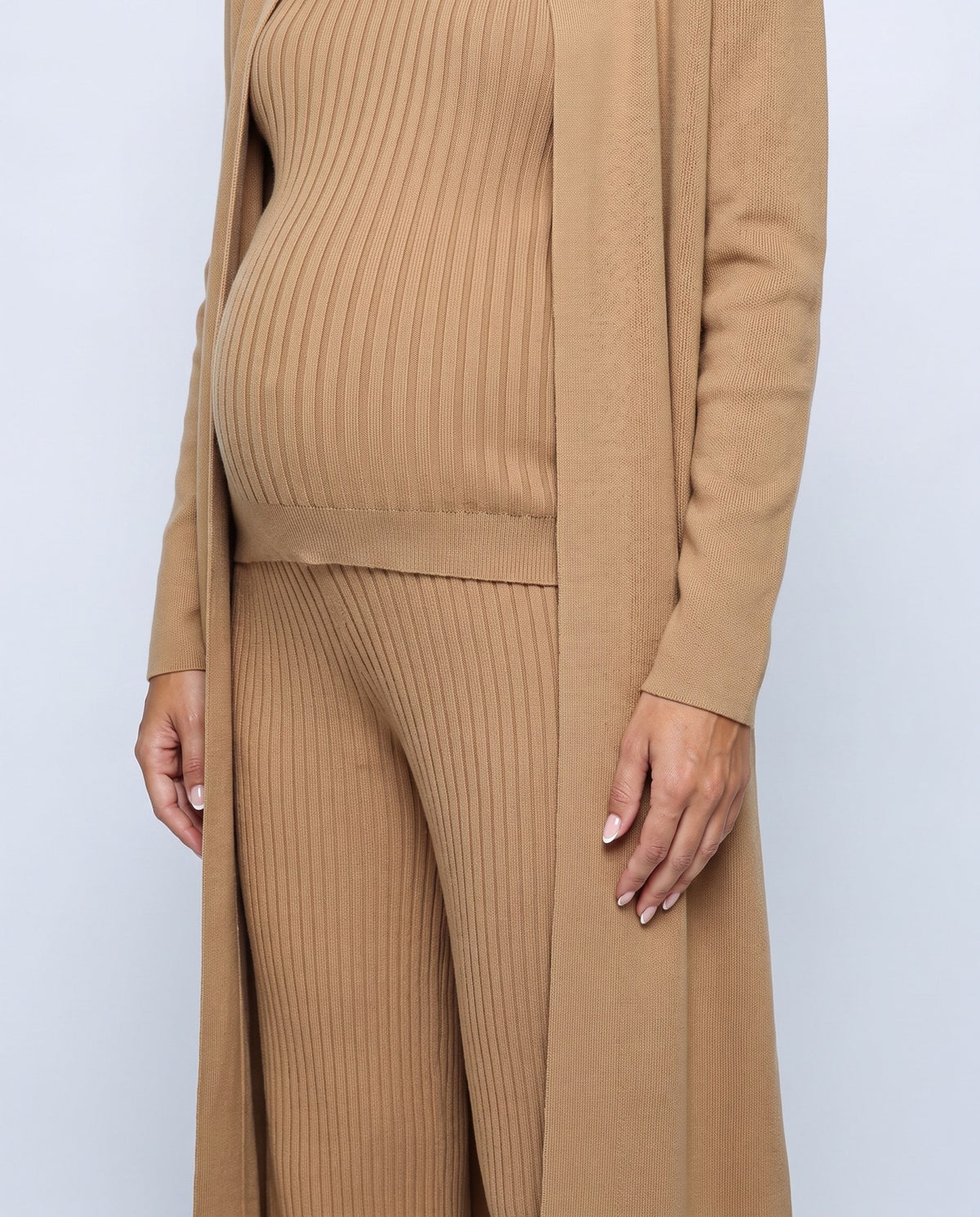 Manon Three-Piece Set in Camel, fabric detail