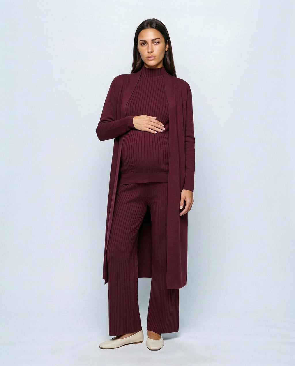 Manon Three-Piece Set in Wine, front view