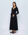 Margot V-Neck Dress in Black, front view
