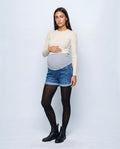 Mila Maternity Denim Shorts in Indigo denim, front view