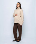 Louise Relaxed Roll-Neck Sweater in Apricot, front view