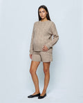 The Cable Knit Shorts Set in Oatmeal, front view