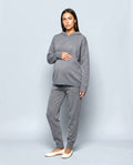 The Hooded Knit Lounge Set in Grey, front view