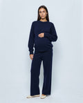 The Relaxed Knit Culotte Set in Navy, front view