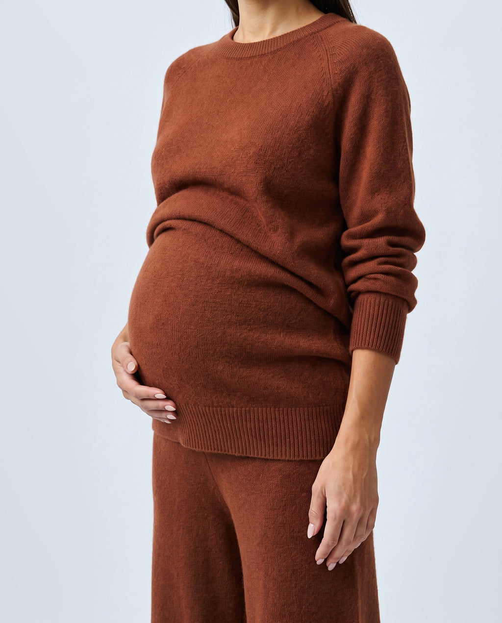 The Relaxed Knit Culotte Set in Rust, fabric detail