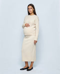 The Textured Knit Top & Skirt Set in Cream, front view