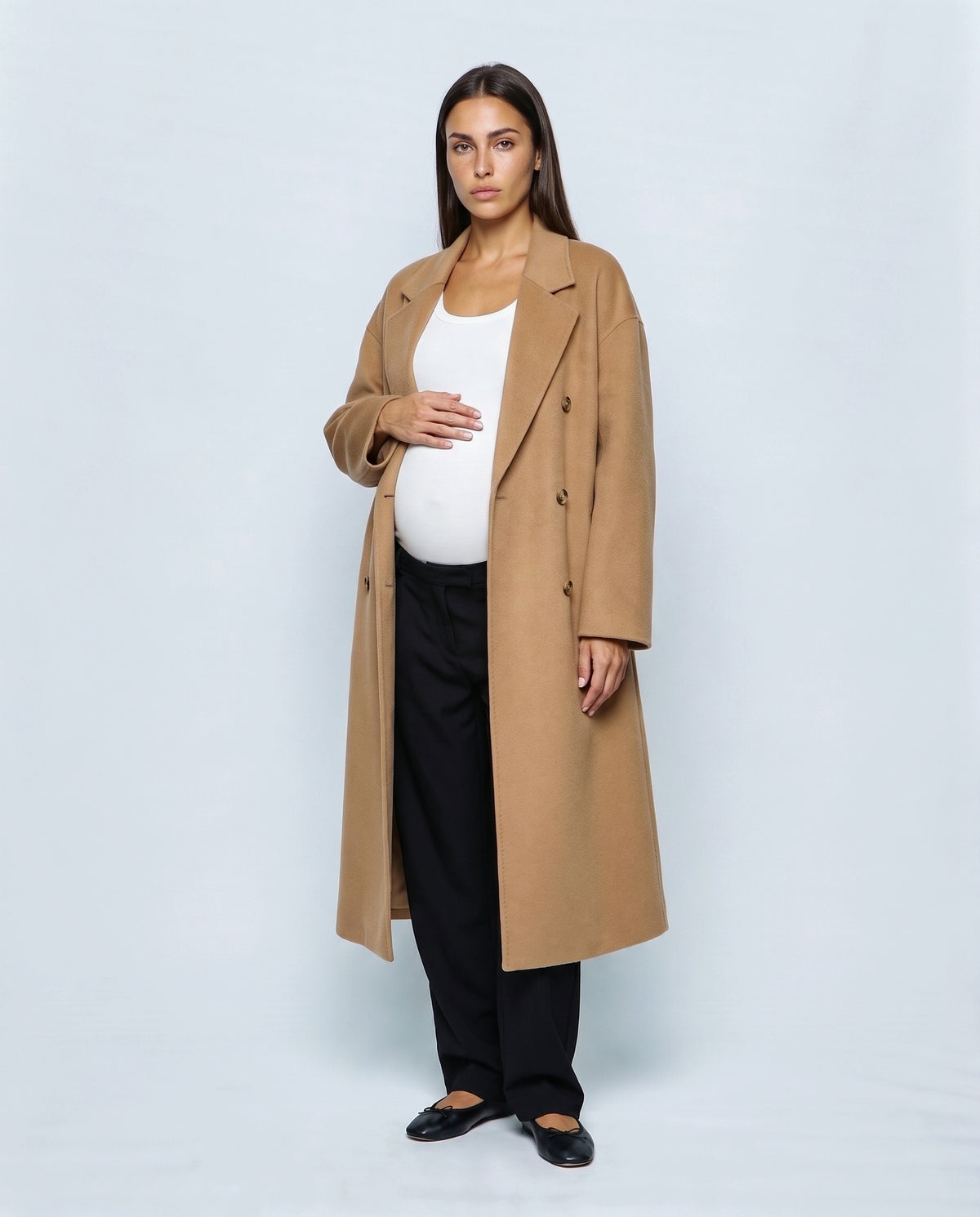 The Cocoon Overcoat in Camel, front view