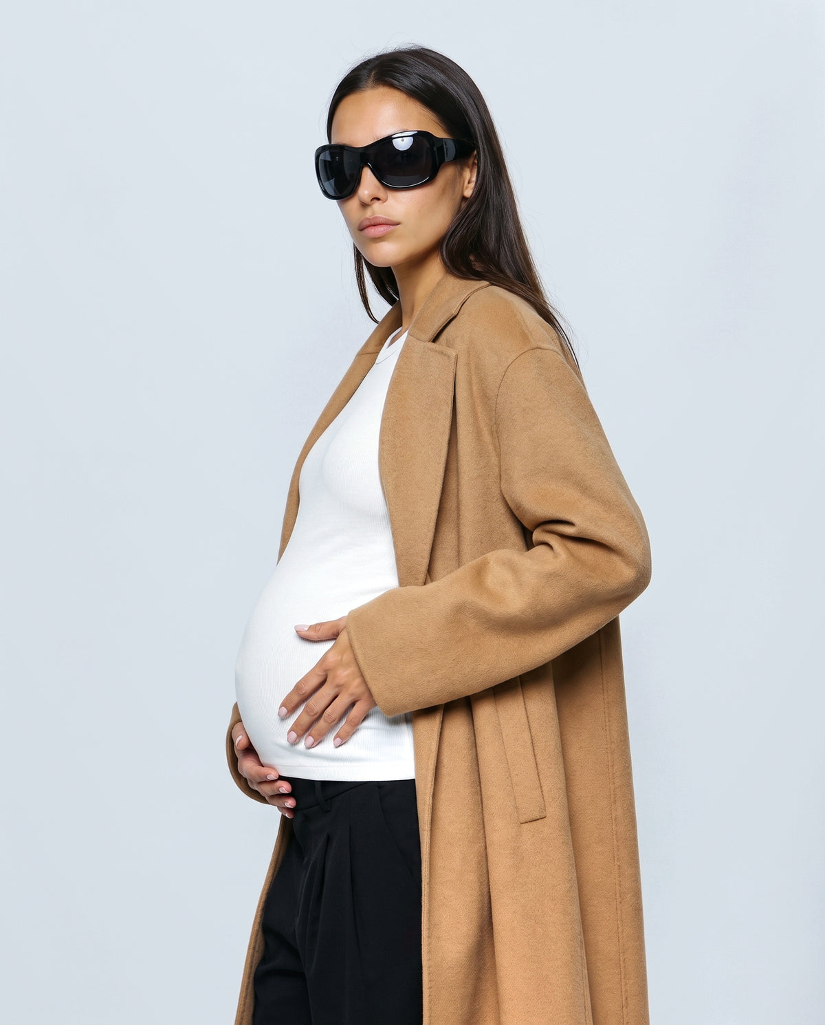 The Cocoon Overcoat in Camel, side view