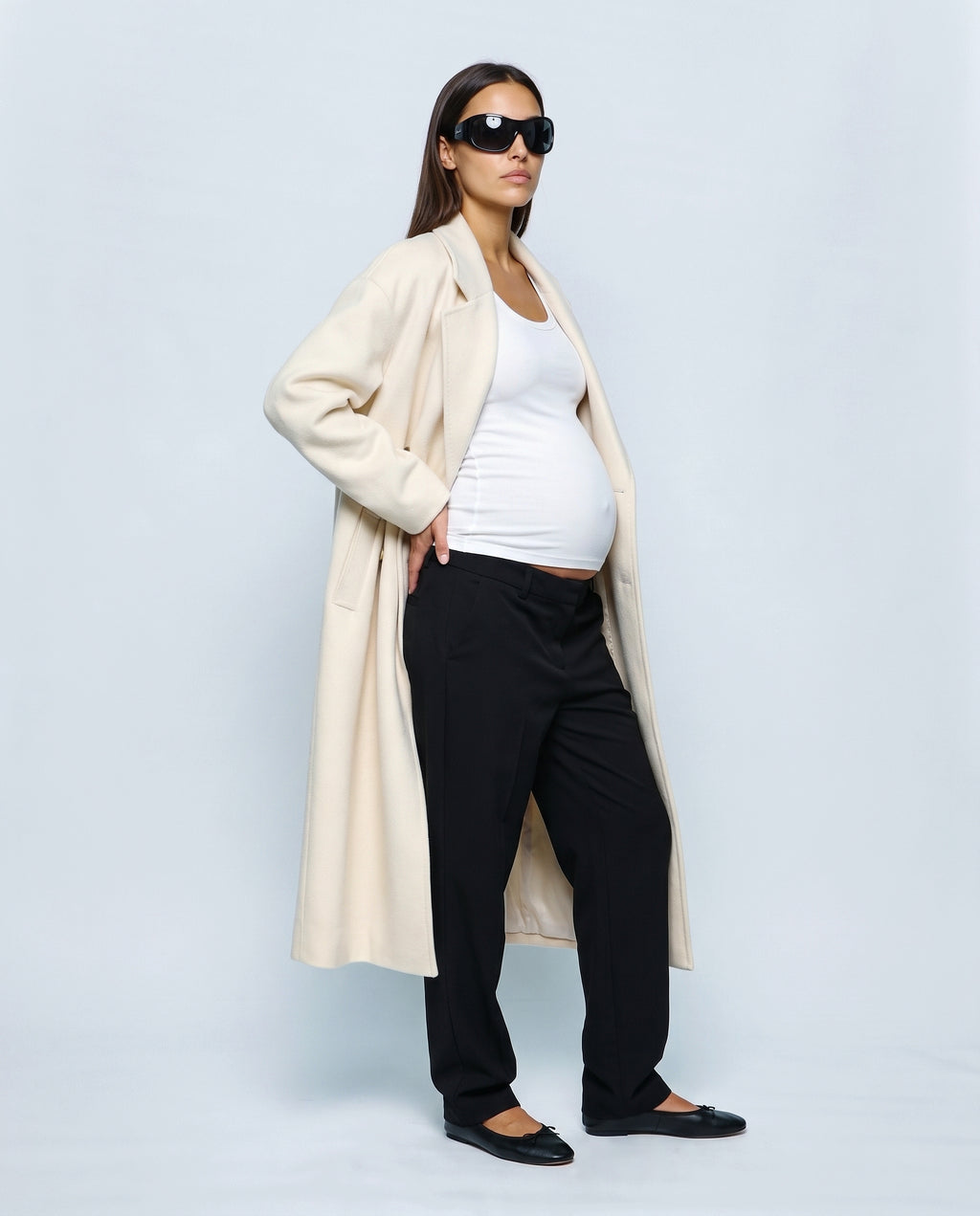 The Cocoon Overcoat in Cream, side view
