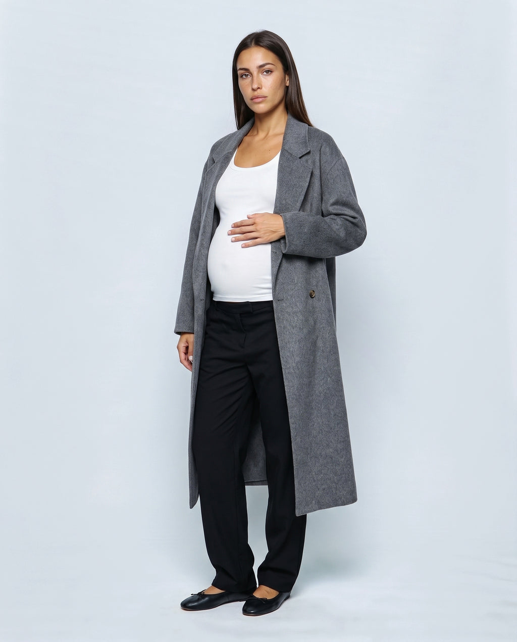 The Cocoon Overcoat in Grey, front view