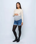 The Everyday Maternity Denim Shorts in Indigo denim, front view