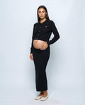 The Knit Blazer & Skirt Set in Black, front view