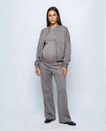 Noa Zip Jacket & Wide-Leg Set in Grey, front view