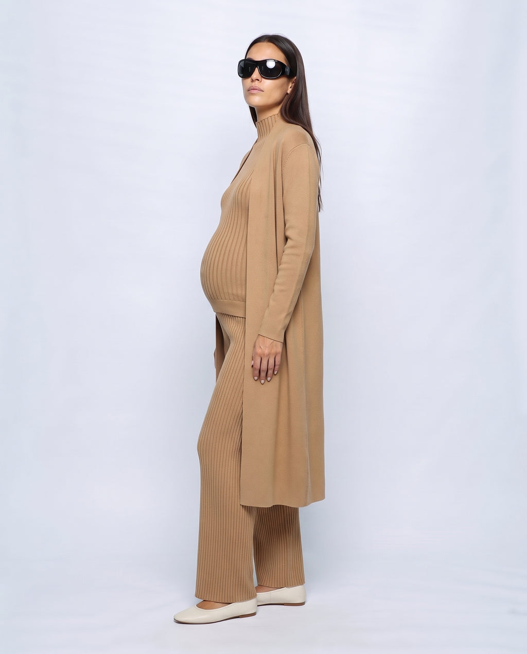 Colette Three-Piece Knit Set in Camel, side view