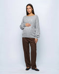 Estelle Off-Shoulder Sweater in Grey, front view