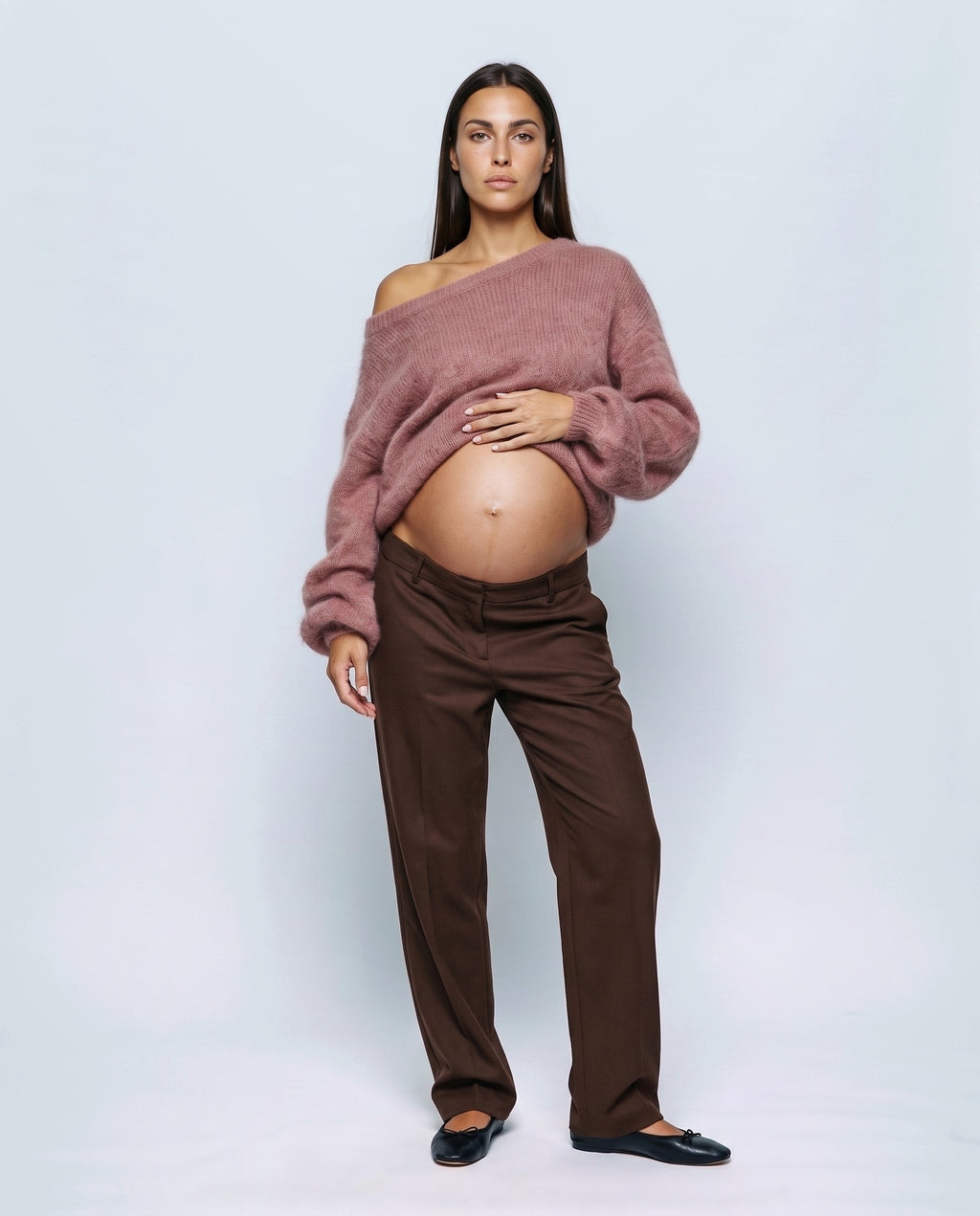 Estelle Off-Shoulder Sweater in Rose, front view