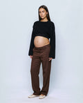 The Crossover Cropped Knit in Black, front view
