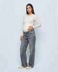 Remy Wide-Leg Maternity Jeans in Grey wash, front view