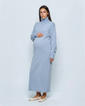 Camille Roll-Neck Knit Maxi Dress in Powder blue, front view
