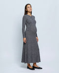 The Longline Knit Dress in Charcoal grey, front view