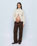 The Heritage Button Cardigan in Milk cream, front view