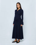 Sophie Tie-Neck Maternity Dress in Navy, front view
