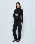 The Maternity Mock-Neck Top in Black, front view