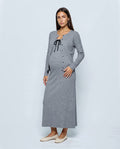 Margot Maternity Dress & Cardigan Set in Heather grey, front view