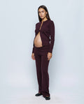 Celine Cardigan & Wide-Leg Knit Set in Aubergine coffee, front view