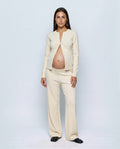 Celine Cardigan & Wide-Leg Knit Set in Ecru, front view