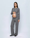 Celine Cardigan & Wide-Leg Knit Set in Heather grey, front view