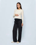 The Fluid Maternity Wide-Leg Trousers in Black, front view