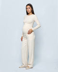 The Fluid Maternity Wide-Leg Trousers in Off-white, front view
